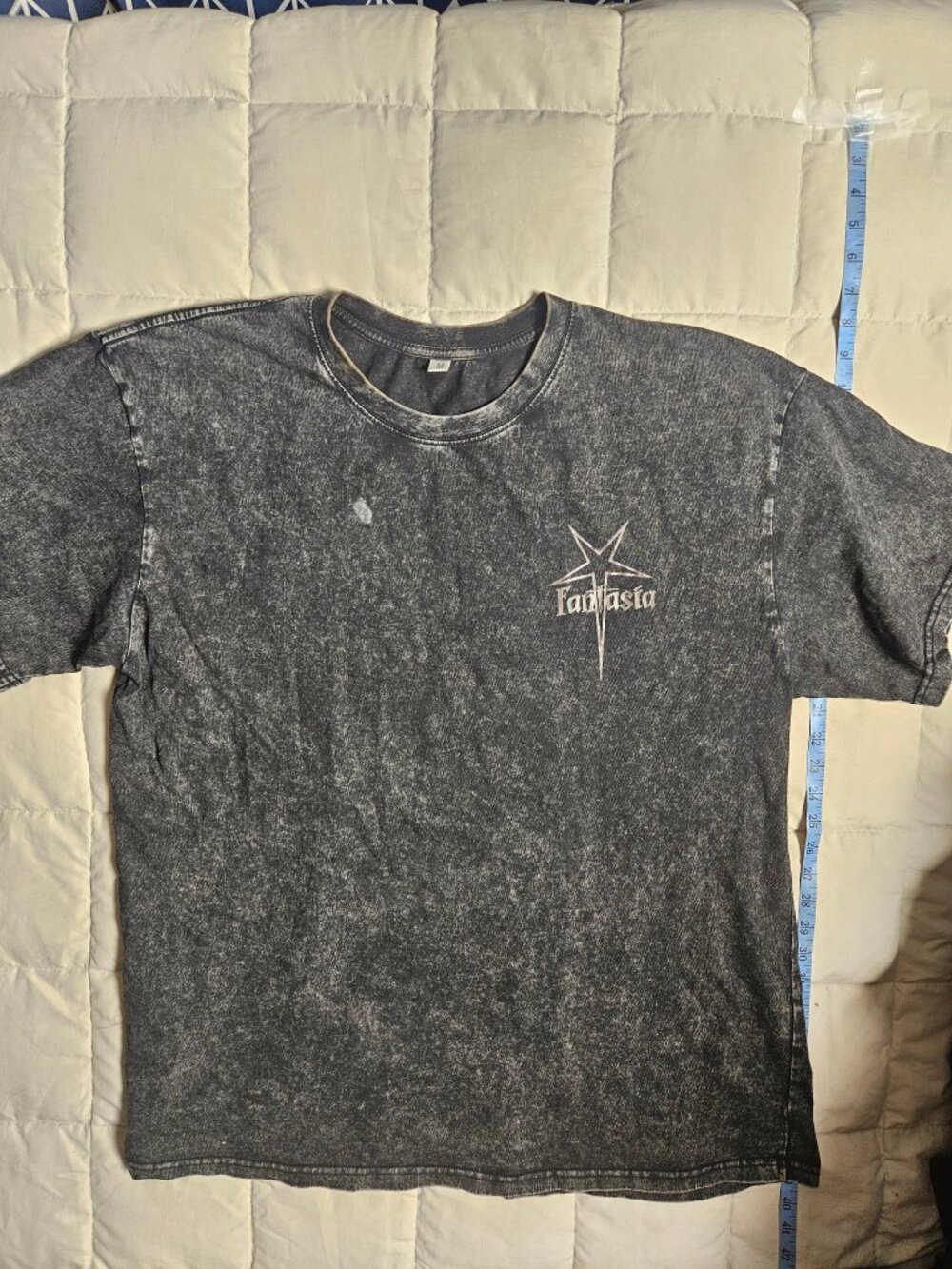Y2K Fantasia T-Shirt M Black Acid Wash Gothic Star Graphic Grunge Tee